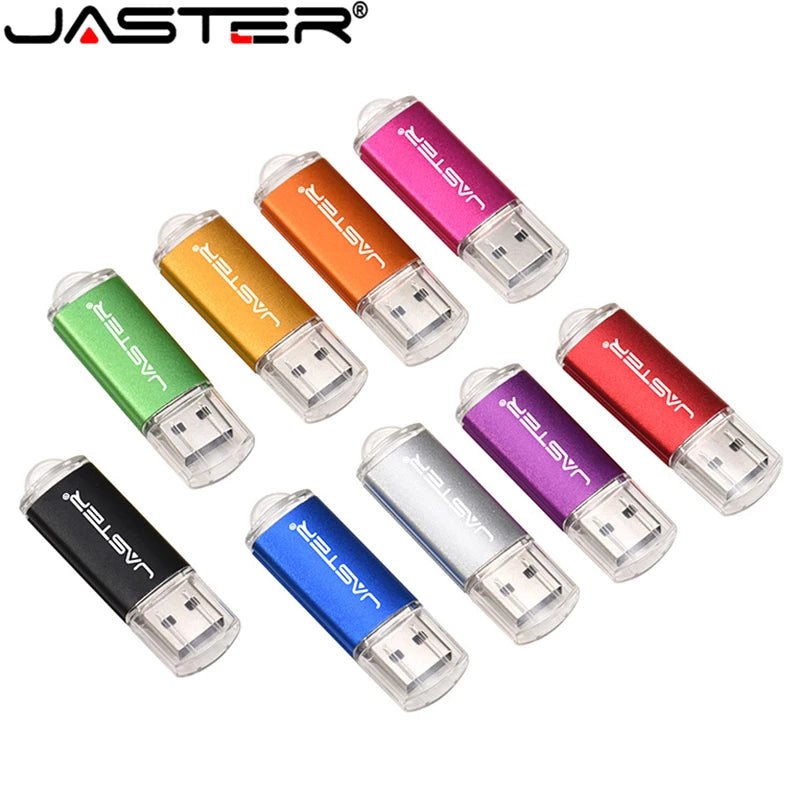 JASTER Nowy pendrive USB 2.0 64GB z brelokiem 32GB 16GB 8GB 4GB pamięć flash 9 kolorów Kreatywny dysk U do laptopa