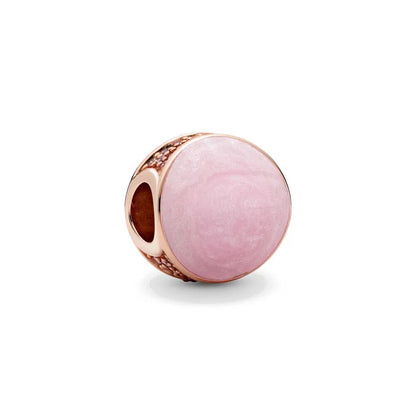 2025 Hot selling 925 Silver Pink Bird Moon Pendant Suitable for European Bracelets DIY Accessories Women's Charm Jewelry Gifts