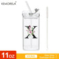 1PCS 24 Letter-Shaped Glass Tumblers with Lid And Straw Coffee Tumbler 300ML Clear Square Drinking Tumbler For Coffee Beer Milk