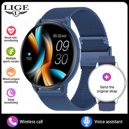LIGE Fitness Tracker Smartwatch 2025 Heart Rate Monitor Voice Assistant Bluetooth Call IP67 Waterproof New Sports Smart Watches