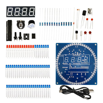 DIY Rotating Digital LED Display Module Alarm Electronic Digital Clock Kit 51 SCM Learning Board 5V DS1302