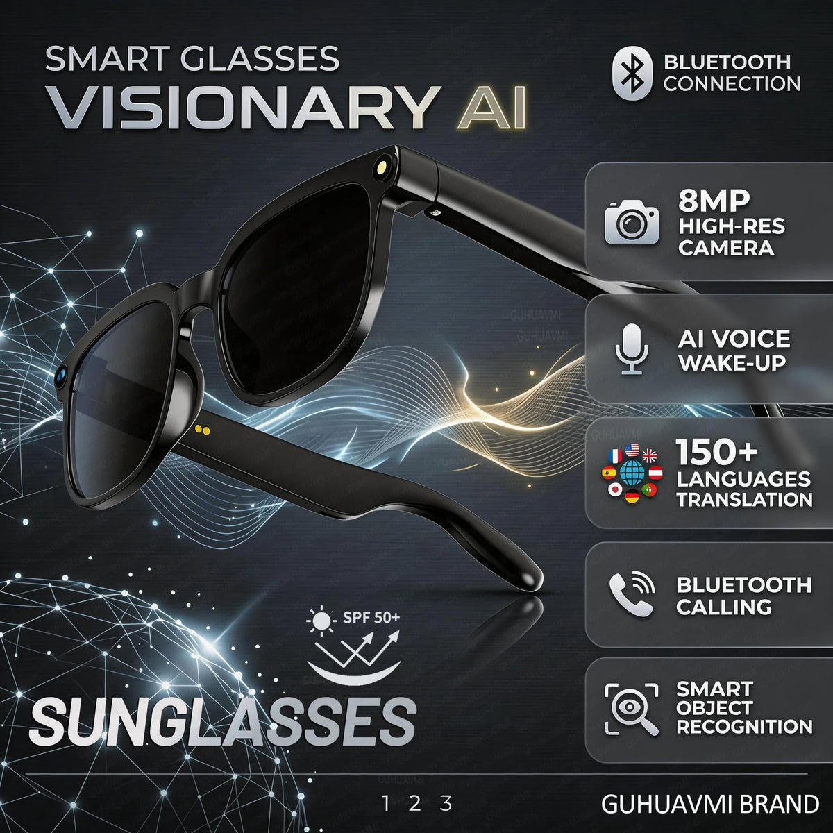 2026 New 8MP 4K Camera AI Glasses Men Photo&Video Caputure 16GB Memory 130+Translation Glasses Waterproof Smart Sunglasses Women