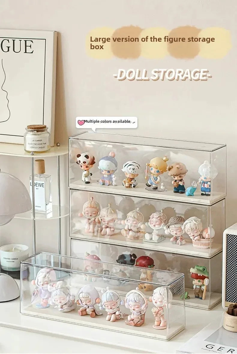 Acrylic Action Figure Display Case Transparent Doll Storage Box Toy Organizer Rack for Collectible Showcase Cabinet
