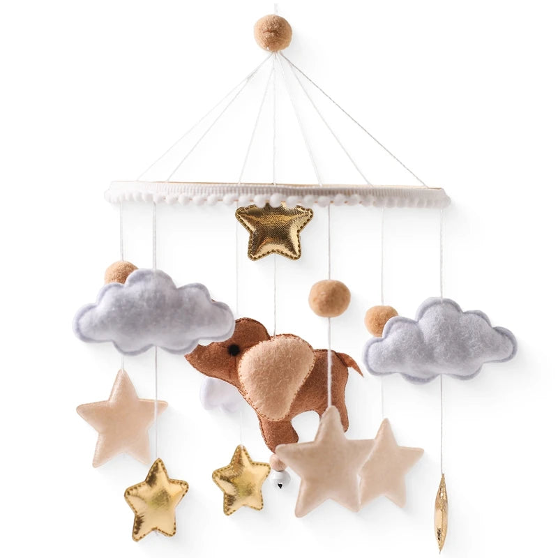 Baby Mobile Crib Bed Bell Musical Rattles Toys Soft Felt Cartoon Animal for Infants Nursery Mobiles Forest Animals Crib Toys