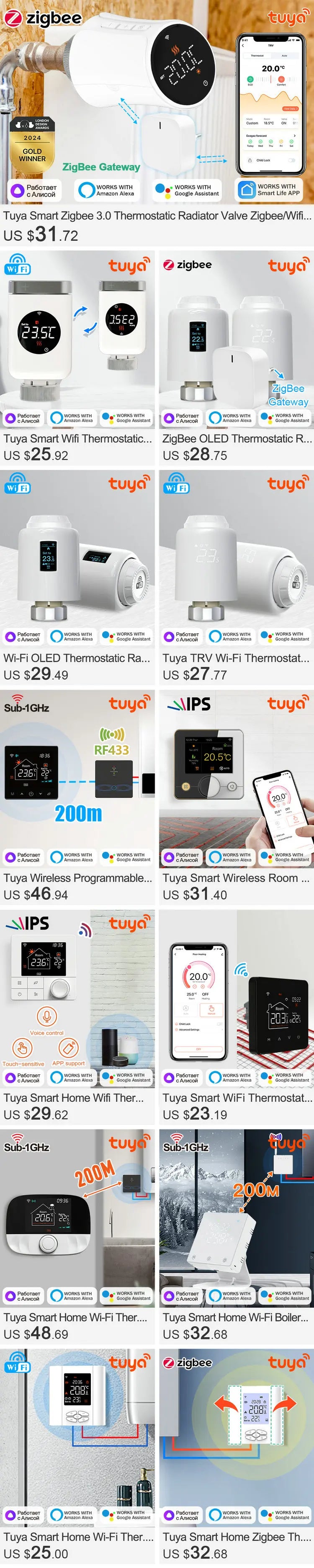 Tuya Zigbee Thermostatic Valve Radiator Zigbee Thermostat Smart Thermostatic Radiator Valve Head Temperature Controller Alexa