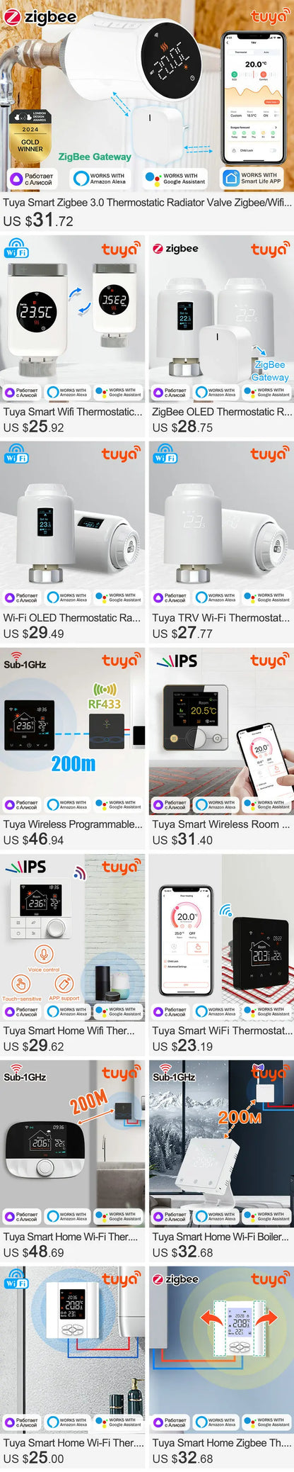 Tuya Zigbee Thermostatic Valve Radiator Zigbee Thermostat Smart Thermostatic Radiator Valve Head Temperature Controller Alexa