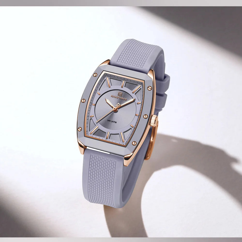 NAVIFORCE Women Quartz Watches Silicone Strap Student Sports Watch Big Dial Simple Tonneau Waterproof Wristwatches Dropshipping