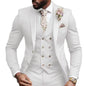 High Quality Green Business Men Suits Slim Fit Male Clothing Elegant Wedding 3 Piece Two Buttons Jacket Vest Pants Party Sets