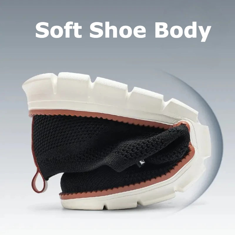 Vanmie Men Casual Sneakers Shoes Breathable Summer Knitted Mesh Sock Sneakers Fashion Simple Lace-up Lightweight  Sneakers