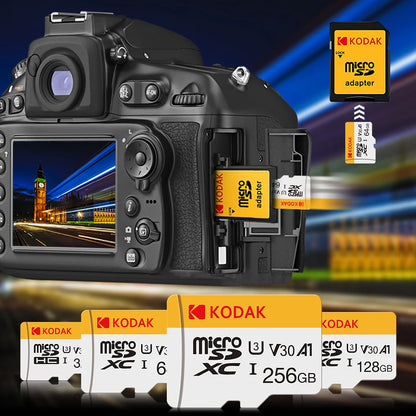 KODAK Micro SD Card 32GB 64GB 128GB Memori Memory Card C10 TF Micro SD SDXC U3 V30 4K For Phone Drone Camera