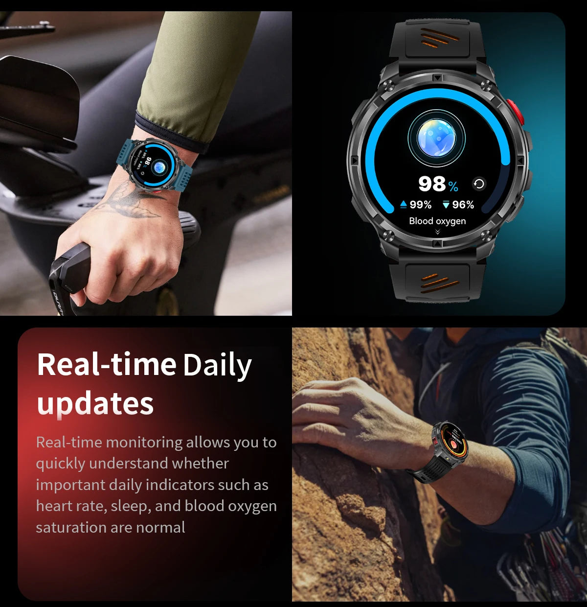 LIGE Smart Watch 2026 Gorąca Sprzedaż 1100mAh Wojskowy Wodoodporny Kompas Latarka LED Tryby Sportowe Męski Smartwatch Dla Android iOS