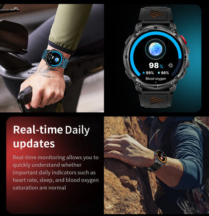 LIGE Smart Watch 2026 Gorąca Sprzedaż 1100mAh Wojskowy Wodoodporny Kompas Latarka LED Tryby Sportowe Męski Smartwatch Dla Android iOS