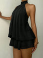 2026 Women's Elegant Halter Neck Sleeveless Ruffled Layered Chiffon Mini Dress Casual Summer Party Dress for Beach Vacation Y2K