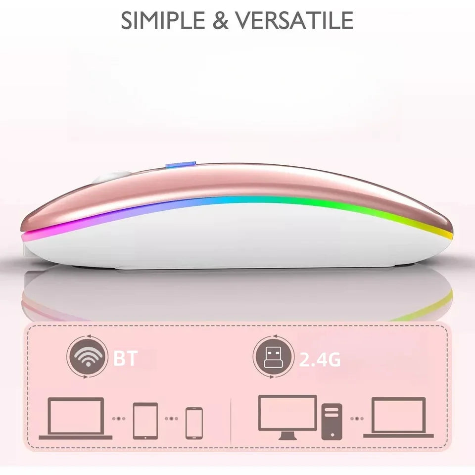 Rechargeable Wireless Mouse Bluetooth-compatible 2.4GHz Dual Modes Computer Mice with Nano Receiver for PC Laptop Macbook