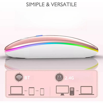 Rechargeable Wireless Mouse Bluetooth-compatible 2.4GHz Dual Modes Computer Mice with Nano Receiver for PC Laptop Macbook