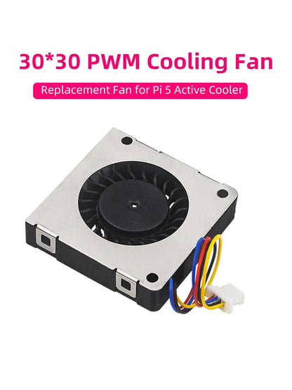 Raspberry Pi 5 PWM Cooling Fan 30x30x7 Air-blower Replacement Fan Module for Raspberry Pi Active Cooler