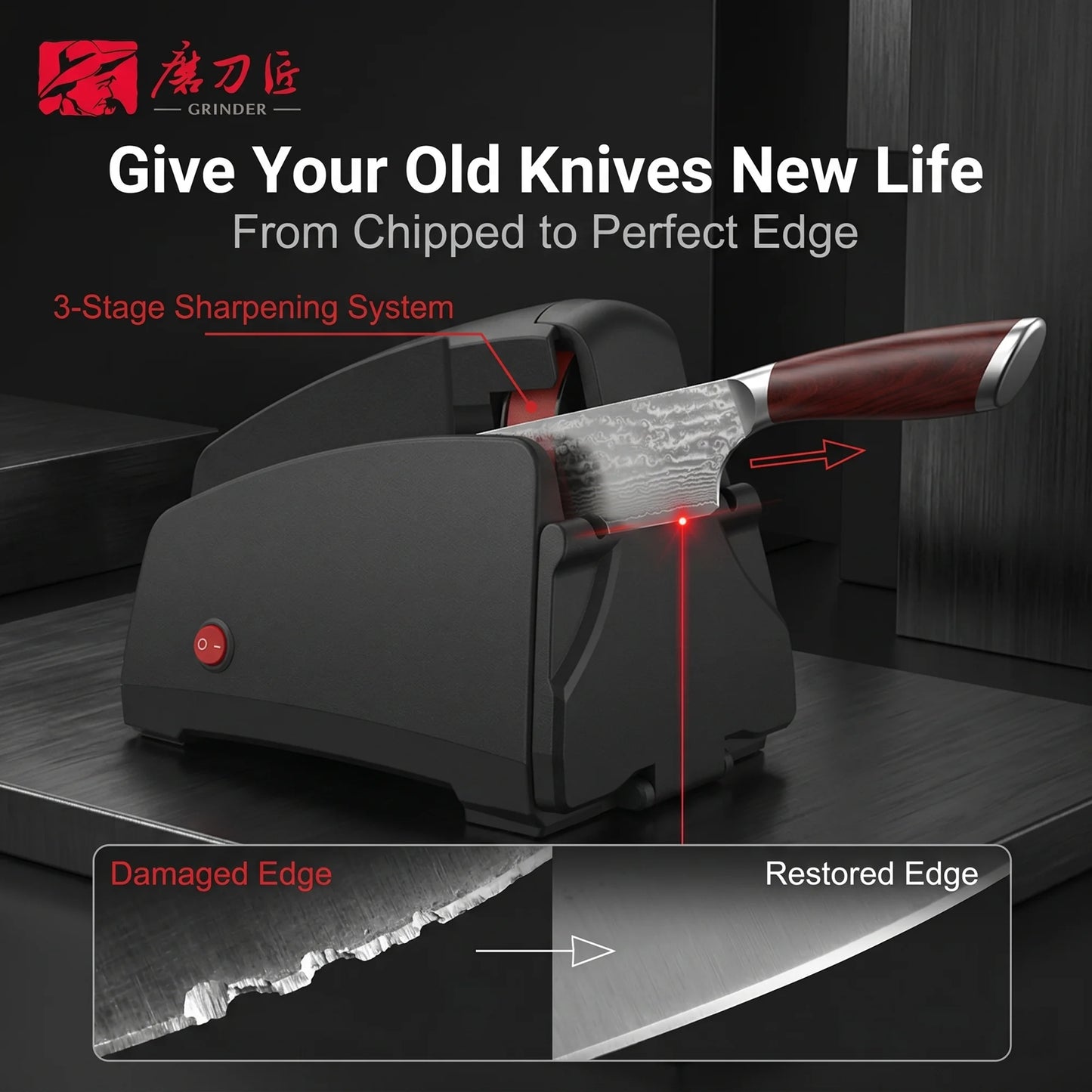 120#-1000# Grit Electric Belt Knife Sharpener for Household, Sanding Belt System, Sharpens & Repairs Quickly