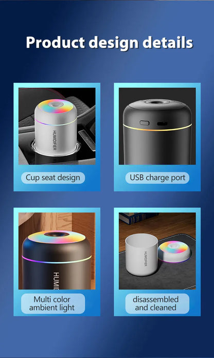 180ML Mini Air Humidifier USB Electric Aroma Diffuser Essential Oil Purifier Aromatherapy Mist Maker Lights For Car Home Bedroom