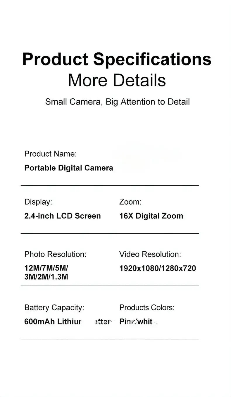 COOL DIER 4K Digital Camera 16x Zoom Camcorder 24 Million Pixels Compact Cameras Auto Focus for Kids Adult Beginners Photograph