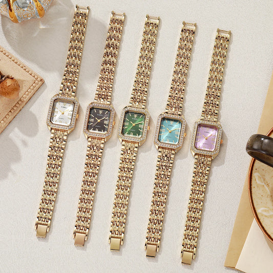 Luxury Rhinestone Women Watches Fashion Rectangle Bracelet Quartz Wristwatch for Girls Clock Reloj Mujer