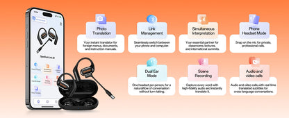 OpenRock Link 20 AI Translator Bluetooth 6.0 Earphones Open Ear Wireless Headphones With Magnetic ENC Mic IPX7 Sport Earbuds APP