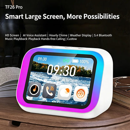 AI Voice Assistant Bluetooth Speaker With RGB Color Lighting Alarm Clock LED Screen Weather Clock Display Electronic Speaker