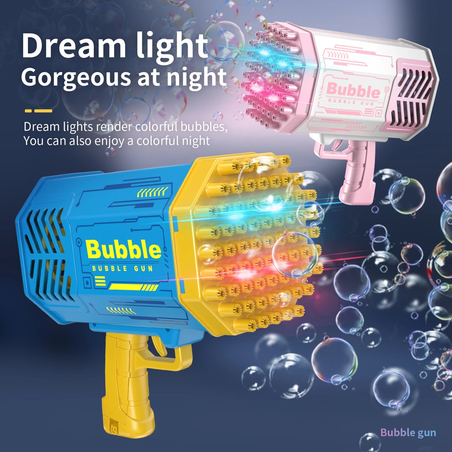 Bubble Gun Machine Without Solution - 40/69/109 Holes Blaster for Kids Outdoor Summer Toy, Party Favors - Bubble Maker Blowers