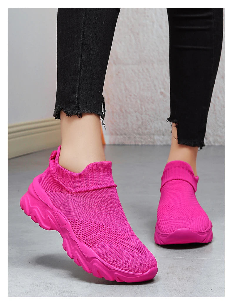 Men'S And Women'S Sneakers Mesh Breathable Lightweight High-Top Running Tennis Shoes Comfortable Outdoor Pair Naked Boots