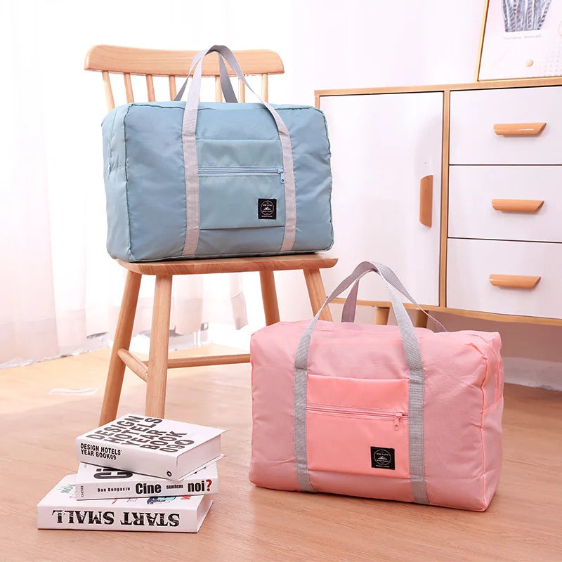 Large-capacity luggage storage bag, foldable portable travel bag, moving clothes packing bag with pull handle