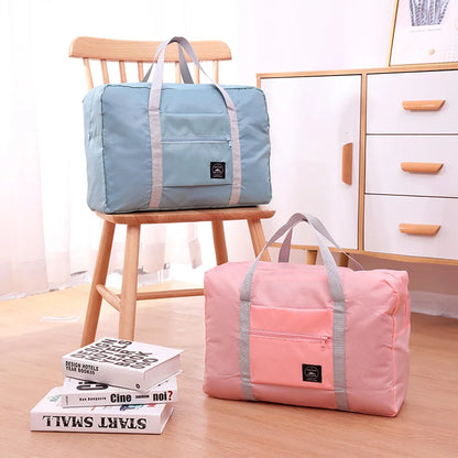 Large-capacity luggage storage bag, foldable portable travel bag, moving clothes packing bag with pull handle