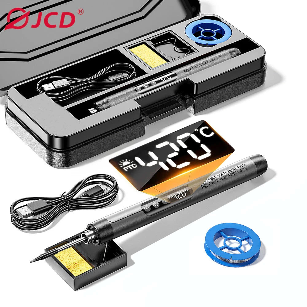 USB Electric Soldering Iron Kit 8W Mini Portable Professional Pen LED Smart 1000mAh Iron Rapid Heating DIY Welding Solder Tools