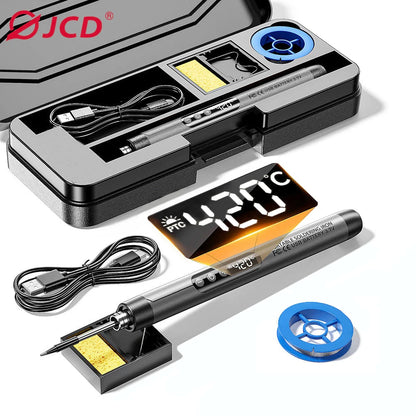 USB Electric Soldering Iron Kit 8W Mini Portable Professional Pen LED Smart 1000mAh Iron Rapid Heating DIY Welding Solder Tools