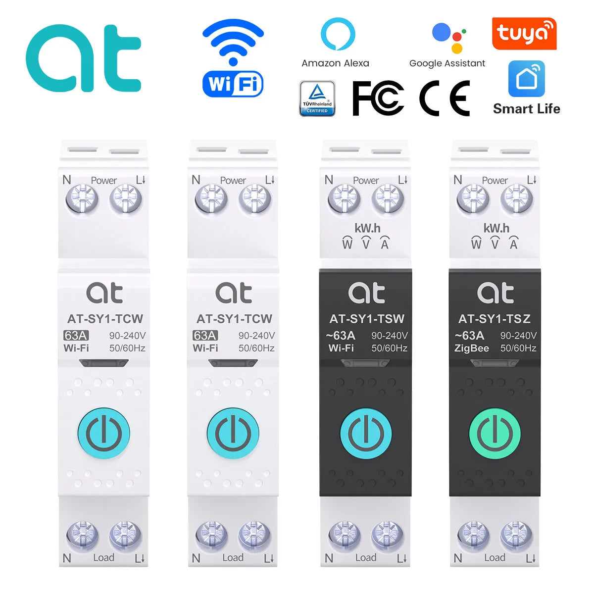 TUYA WIFI Smart Circuit Breaker With Metering 1P 50A 63A DIN Rail for Smart Home wireless Remote Control Switch by APP