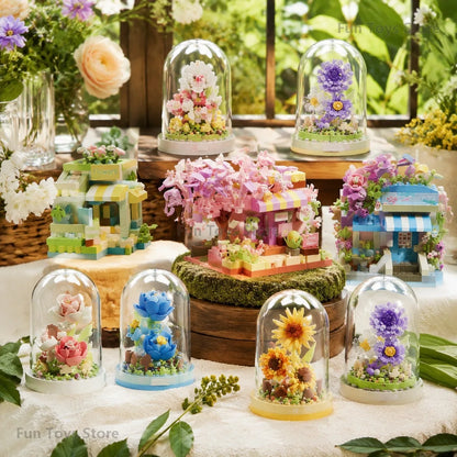 Mini Brick Building Set Rose Flower Model, Creative DIY Building Block Kit for Desk Decor, Birthday Gift for Adults and Teens