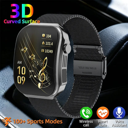 Inteligentny zegarek z zakrzywionym ekranem 3D 2,2 cala, termometrem z diodą LED, monitorem zdrowia, połączeniami BT, sportowy, fitness