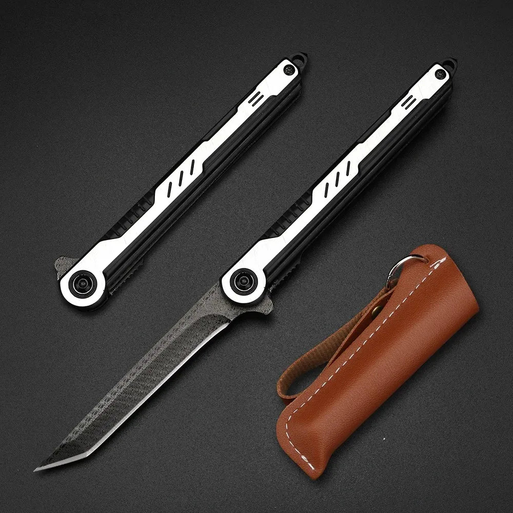 2025 NEW M390 Steel Feather Pattern Folding Knife Outdoor Camping Pocket Knife Portable Fruit Knife High Hardness Folding Knife