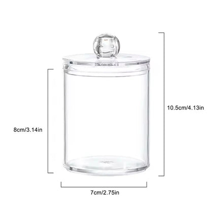 Small Clear Acrylic Qtip Holder Dispenser for Cotton Swabs Balls Pads Floss Picks - Vanity Makeup Storage Box Organizer