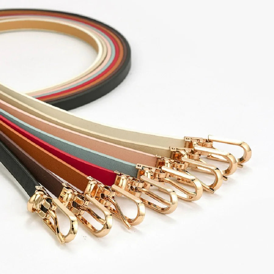PU Leather Women Thin Belt Simple Solid Color Versatile Pin Buckle Thin Belt Dress Decoration Women Designer Belts NXD00