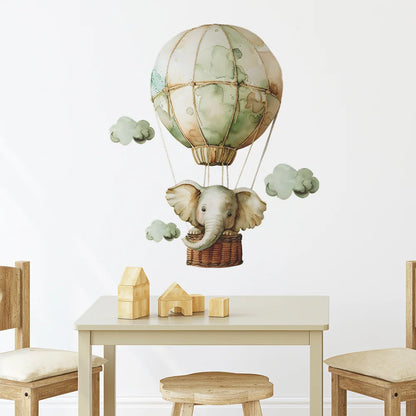 1pcs cartoon spring elephant hot air balloon children's room bedroom porch home decoration wall stickers self-adhesive