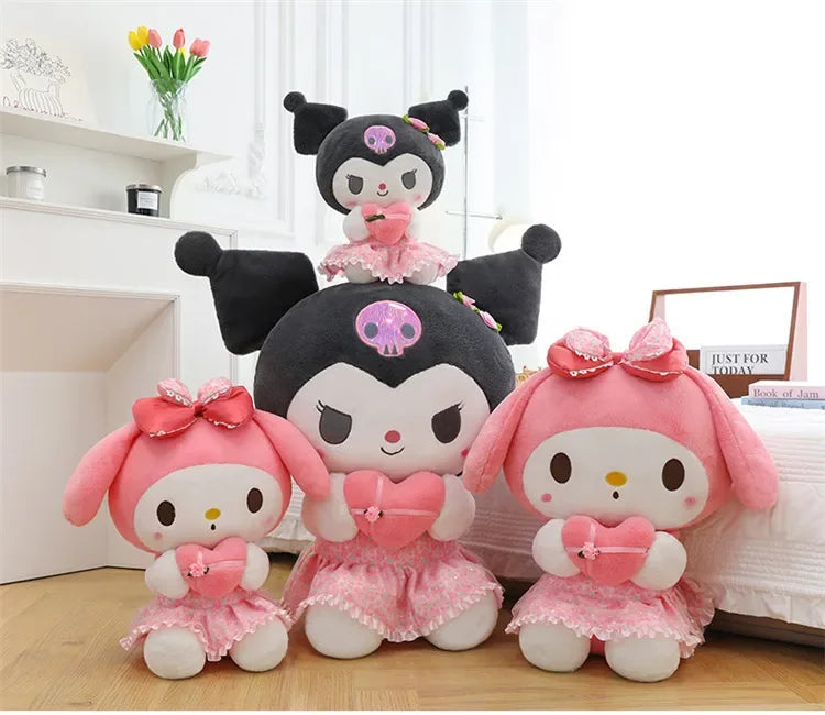 60cm Sanrio Kuromi Melody Hello Kitty Plush Toy Kawaii Cartoon Big Size KT Cat Plush Doll Soft Stuffed Pillow Kids Birthday Gift