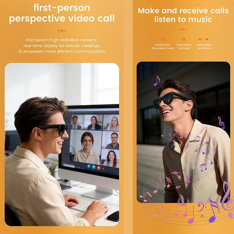 4K UHD AI Smart Glasses 8GB with 8MP Camera, Anti-Shake HD Video Recording, AI Translation Bluetooth Calling, iOS Android 2026