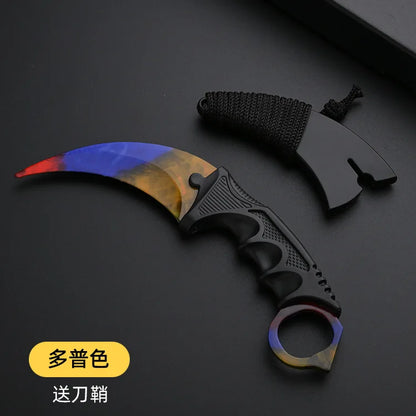 24styles Skin Karambit Precision Die Casting Stainless Steel Model Safety Outdoor Coaplay Claw Knives Collectible Game Toys Boys