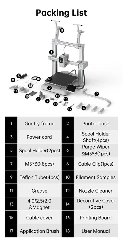 ANYCUBIC Kobra X 3D Printer ACE GEN2 Multi-color Printing 2X Speed & Material Savings 4-Color Built-in Smart Remote Control