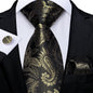 Black And Silver Paisley Floral Men's Ties Gray Blue Pink Wedding Accessories Neck Tie Set Handkerchief Cufflinks Gift For Men