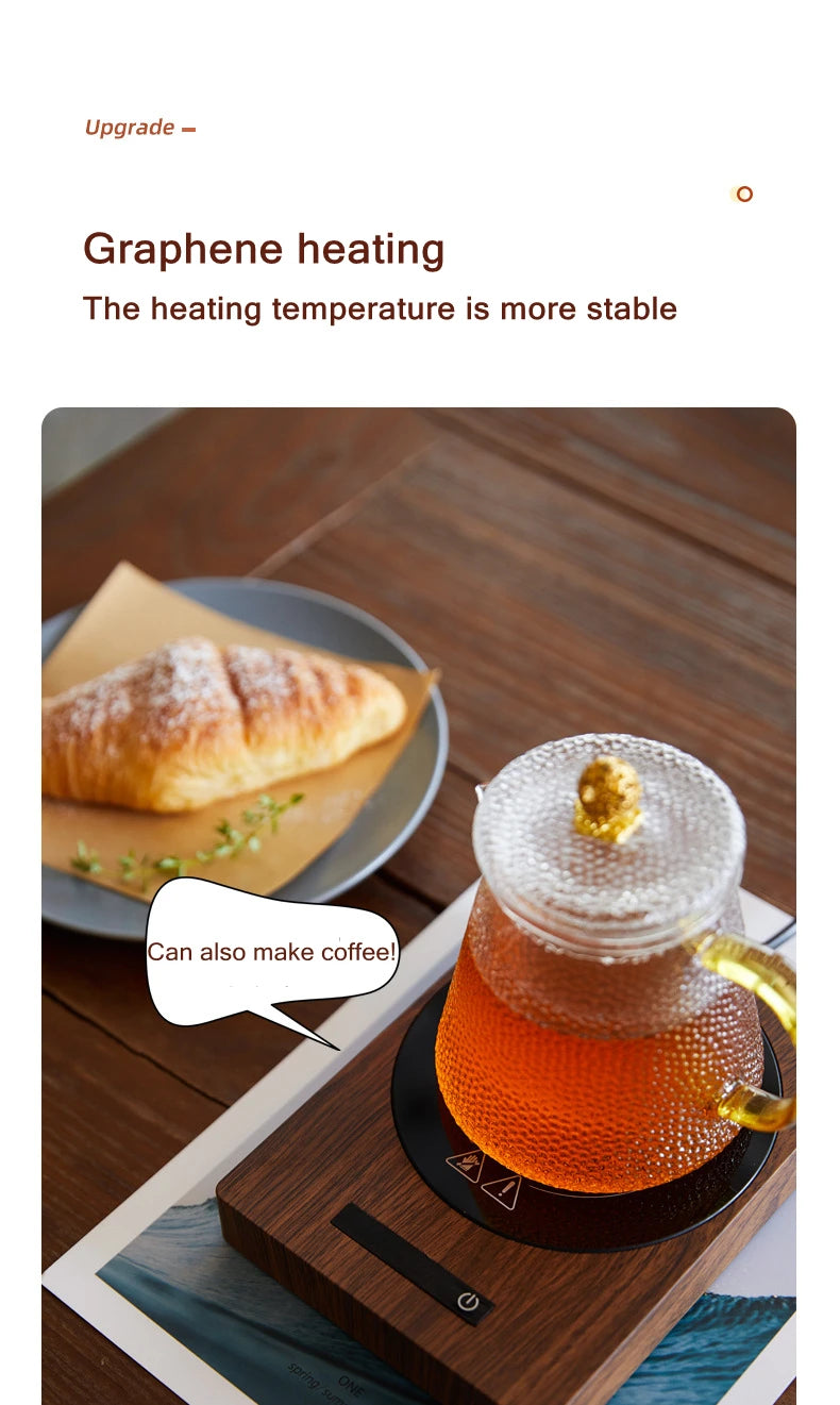 100°C Cup Heater Mug Warmer Hot Tea Makers Automatic Warmer Coaster 5 Gear Temperature Cup Heaters Coffee Milk Tea Heating Pad