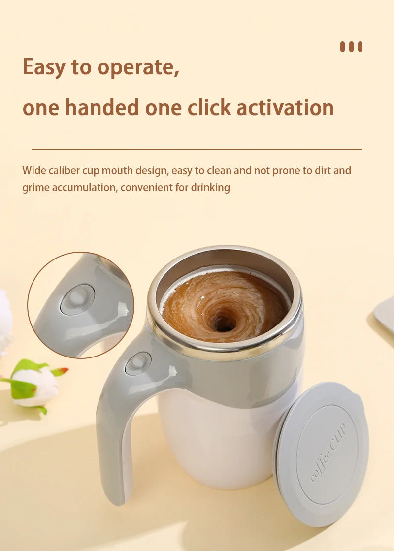 Portable Automatic Stirring Coffee Mug Magnetic Electric Stainless Steel Self Mixing Coffee Tumbler Rotating Home Office Travel