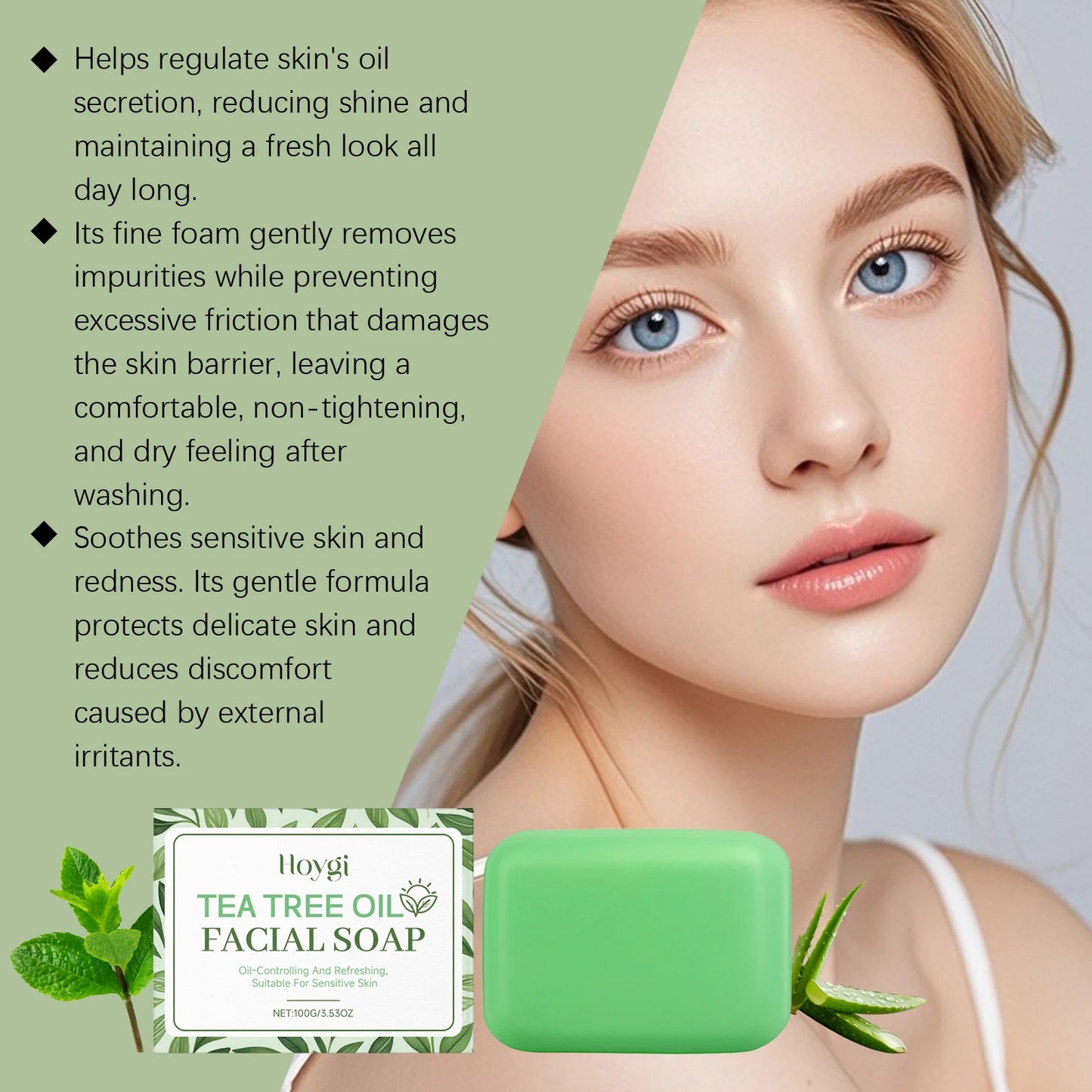 HOYGI Tea Tree Oil Soap Moisturizing Exfoliate Relieve Cleansing Soap Facial Cleansing Oil Control Moisturize Face Wash Skincare