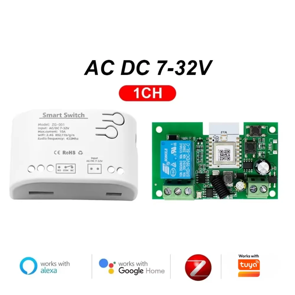 ZIGBEE 3.0 Smart Garage Door Opener AC DC7-32V 85-250V Remote Control Wireless Switch Relay Works with Tuya Smartlife Alexa