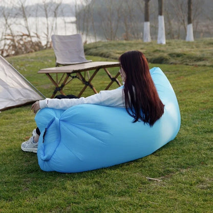 Outdoor Lazy Inflatable Sofa Air Bed Single Lounge Chair Portable Camping Lunch Break No Need for Inflation Folding Portable