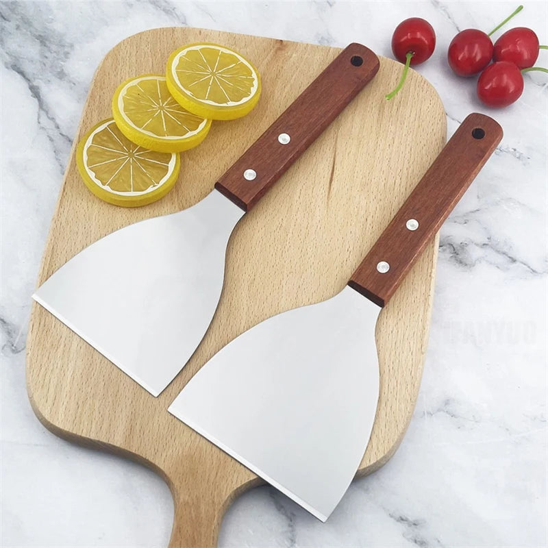 Stainless Steel Spatula and Grill Scraper Non Stick Durable Barbecue Cooking Tools Pizza Shovel Pancake Beef BBQ Utensils